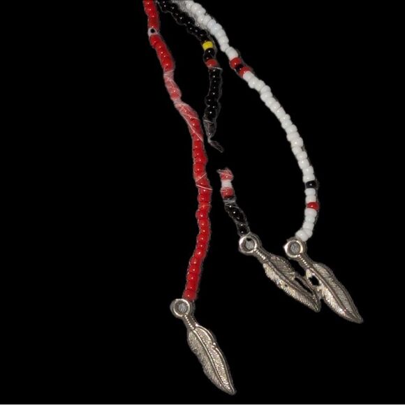 Custom Made Vintage Native American Beaded Feather Hair Clips main image 9